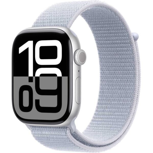 Apple Watch Series 10 GPS 46mm Silver Aluminum Case with Blue Cloud Sport Loop S/L