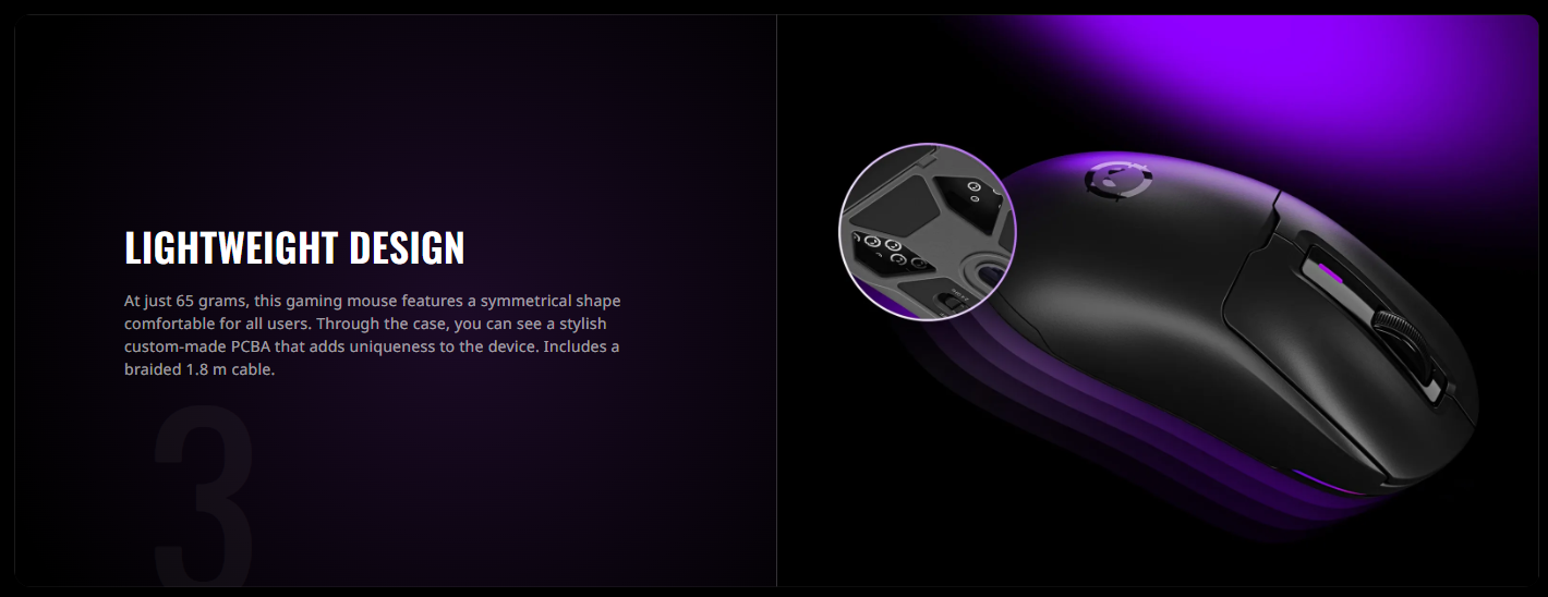 LORGAR Advanced MSA10W Black Wireless Gaming Mouse with RGB Lighting