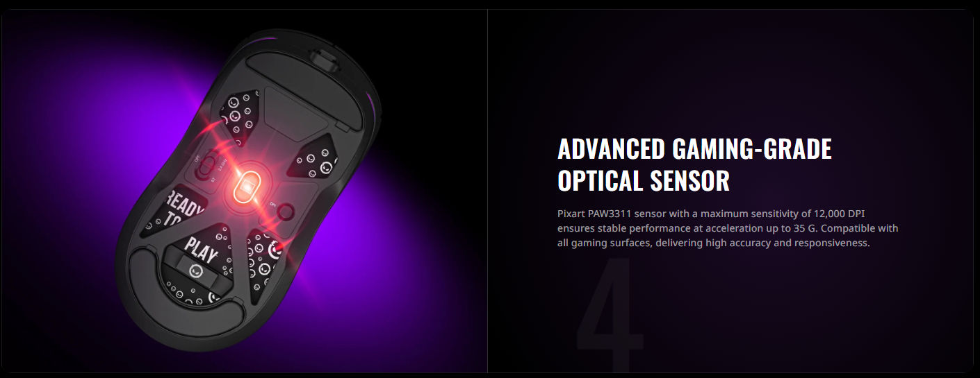 LORGAR Advanced MSA10W Black Wireless Gaming Mouse with RGB Lighting