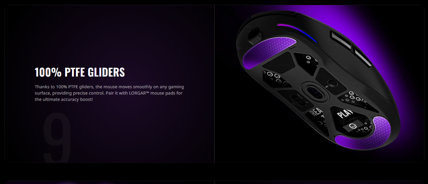 LORGAR Advanced MSA10W Black Wireless Gaming Mouse with RGB Lighting